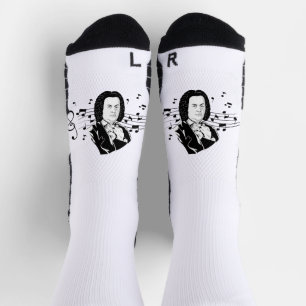 Johann Sebastian Bach Portrait and Bust with Notes Socks