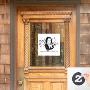 Johann Sebastian Bach Portrait and Bust with Notes Window Cling