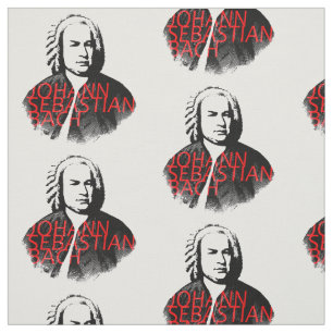 Johann Sebastian Bach portrait and red letters Fabric