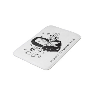 Johann Sebastian Bach Portrait / Bust with Notes Bath Mat
