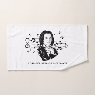 Johann Sebastian Bach Portrait / Bust with Notes Hand Towel
