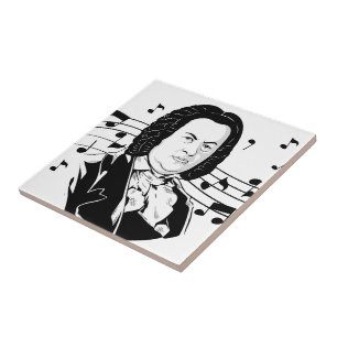 Johann Sebastian Bach Portrait / Bust with Notes Tile