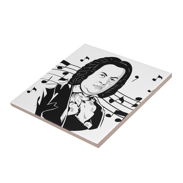Johann Sebastian Bach Portrait / Bust with Notes Tile (Side)