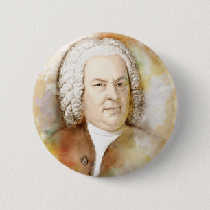Johann Sebastian Bach Portrait in beige 2 Inch Round Button