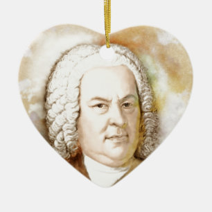Johann Sebastian Bach Portrait in beige Ceramic Ornament