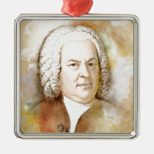 Johann Sebastian Bach Portrait in beige Metal Ornament