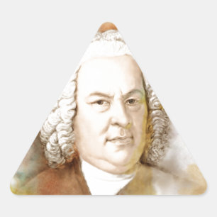 Johann Sebastian Bach Portrait in beige Triangle Sticker