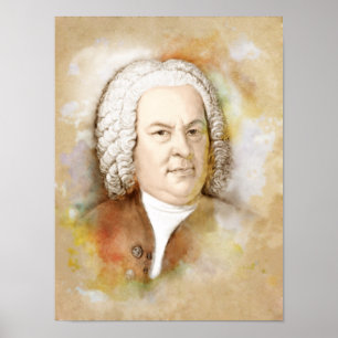 Johann Sebastian Bach Portrait in watercolor style Poster