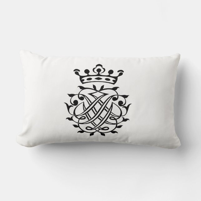 Johann Sebastian Bach Seal Crest Monogram Insignia Lumbar Pillow (Front)