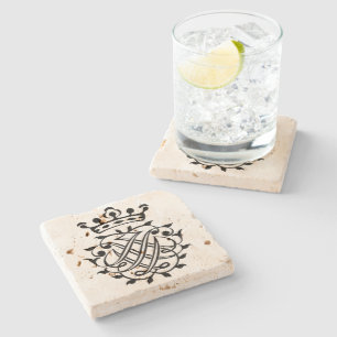 Johann Sebastian Bach Seal Crest Monogram Insignia Stone Coaster