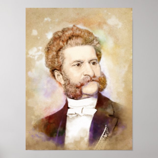 Johann Strauss (son) portrait in watercolor style Poster (Front)