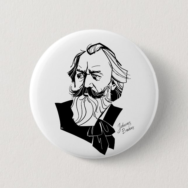 Johannes Brahms 2 Inch Round Button (Front)