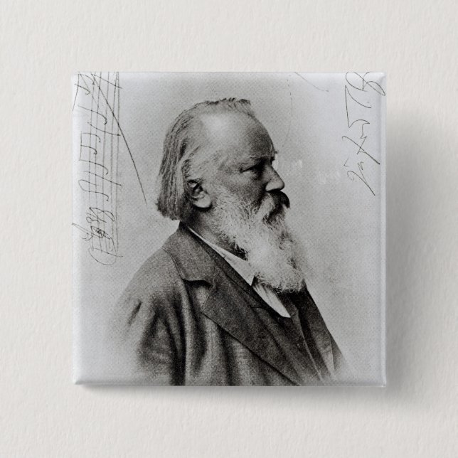 Johannes Brahms 2 Inch Square Button (Front)