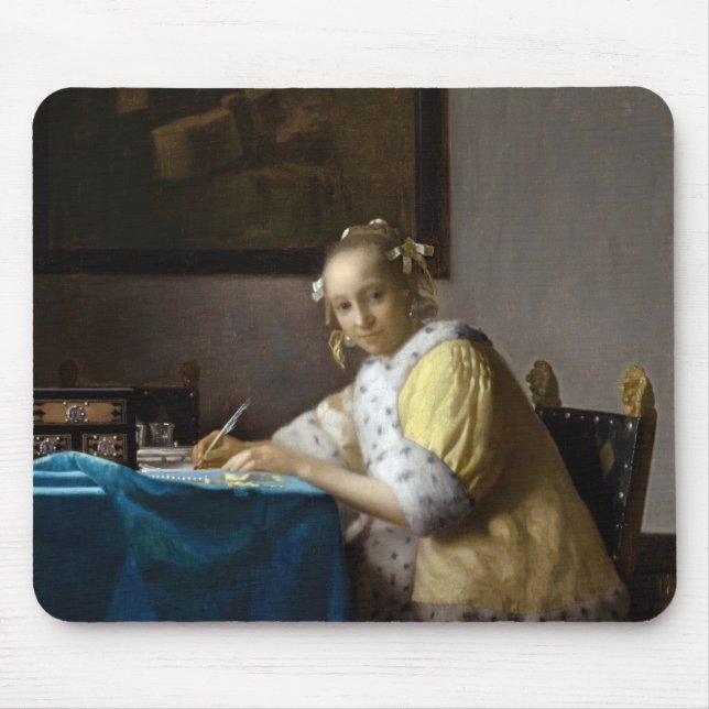 Johannes Vermeer - A Lady writing a Letter Mouse Pad (Front)