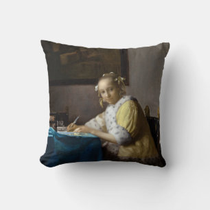 Johannes Vermeer - A Lady writing a Letter Throw Pillow