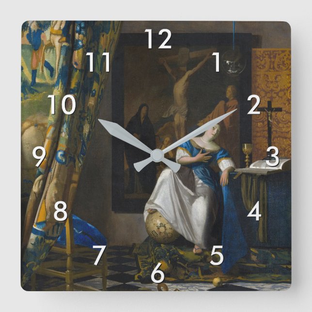 Johannes Vermeer - Allegory of Faith Square Wall Clock (Front)