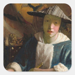 Johannes Vermeer - Girl with a Flute Square Sticker