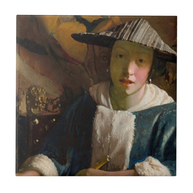 Johannes Vermeer - Girl with a Flute Tile (Front)