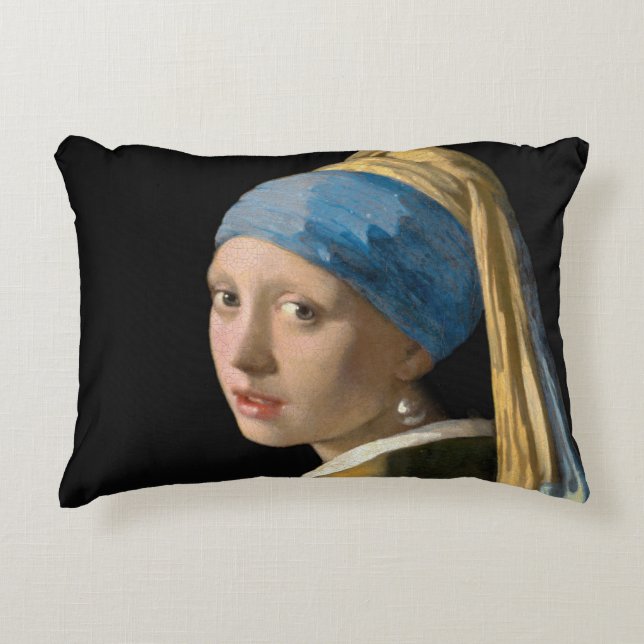 Johannes Vermeer - Girl with a Pearl Earring Accent Pillow (Front)