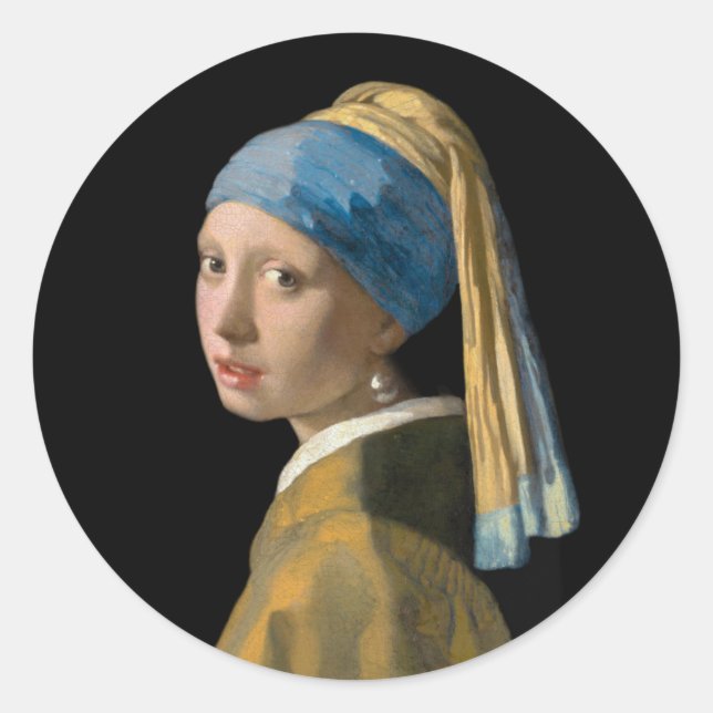 Johannes Vermeer - Girl with a Pearl Earring Classic Round Sticker (Front)