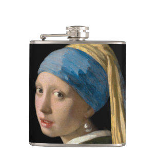 Johannes Vermeer - Girl with a Pearl Earring Hip Flask