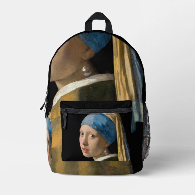 Johannes Vermeer - Girl with a Pearl Earring Printed Backpack (Front)
