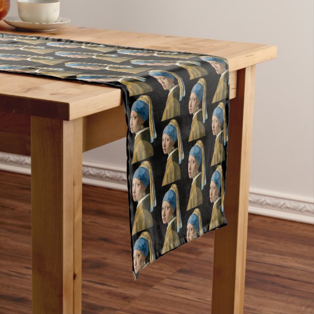 Johannes Vermeer - Girl with a Pearl Earring Short Table Runner (In Situ)