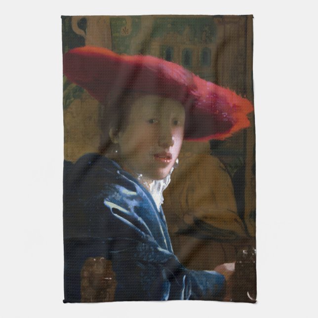 Johannes Vermeer - Girl with a Red Hat Kitchen Towel (Vertical)