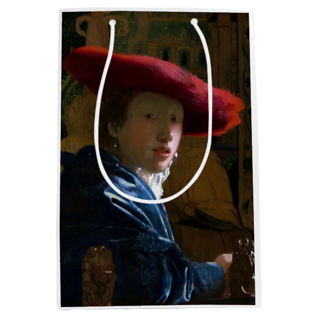 Johannes Vermeer - Girl with a Red Hat Medium Gift Bag (Front)