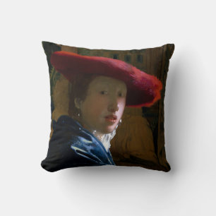 Johannes Vermeer - Girl with a Red Hat Throw Pillow