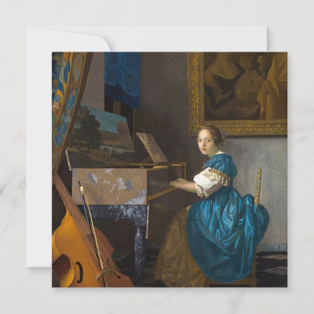 Johannes Vermeer - Lady Seated at a Virginal Thank You Card (Front)