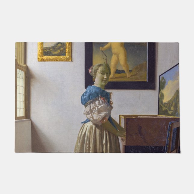 Johannes Vermeer - Lady Standing at a Virginal Doormat (Front)
