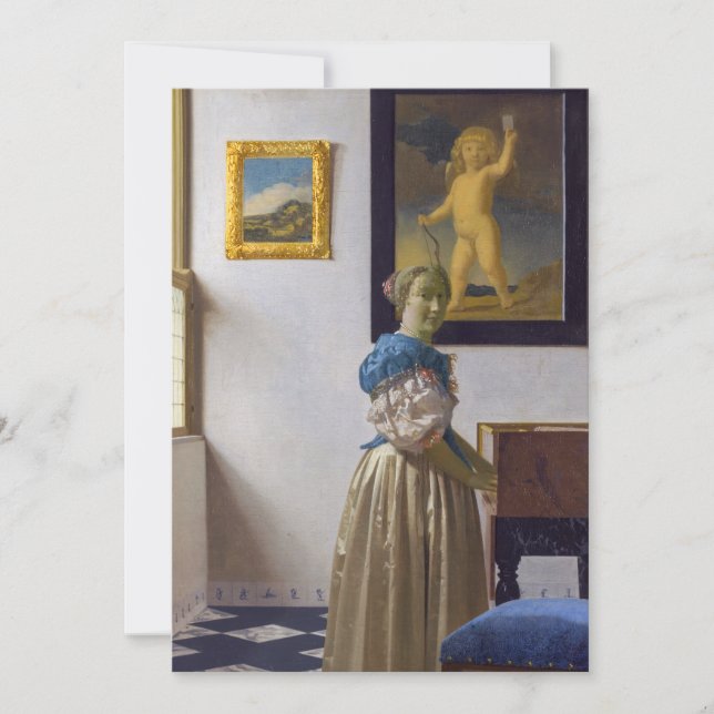 Johannes Vermeer - Lady Standing at a Virginal Invitation (Front)