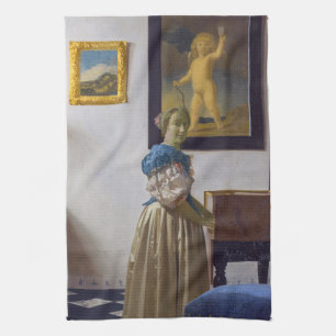 Johannes Vermeer - Lady Standing at a Virginal Kitchen Towel