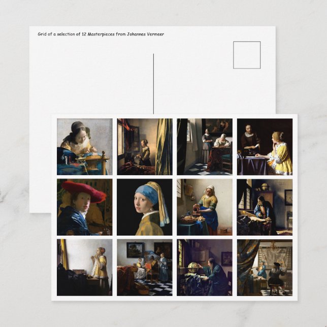 Johannes Vermeer - Masterpieces Grid Postcard (Front/Back)
