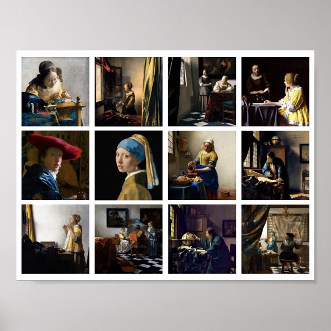 Johannes Vermeer - Masterpieces Grid Poster (Front)
