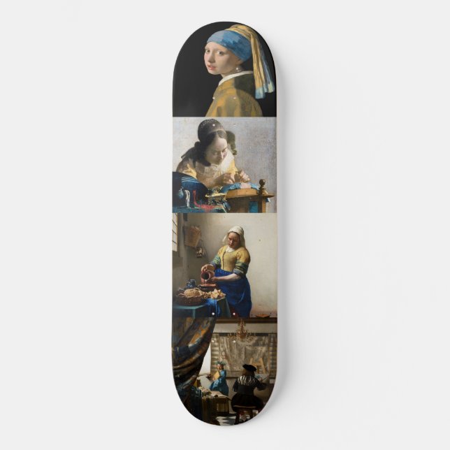 Johannes Vermeer - Masterpieces Grid Skateboard (Front)