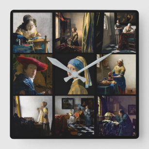 Johannes Vermeer - Masterpieces Grid Square Wall Clock