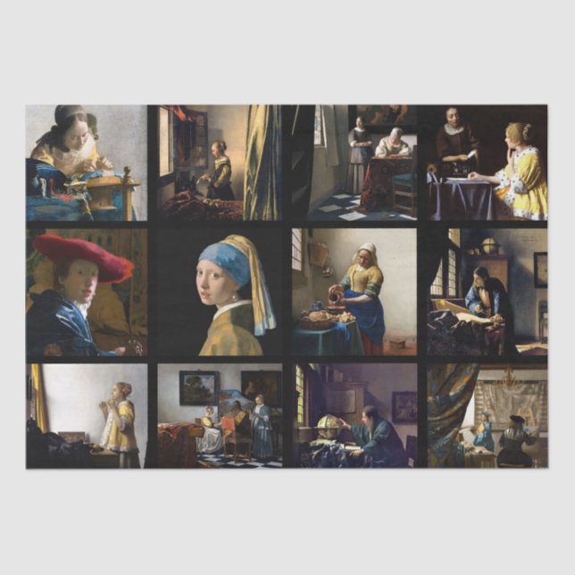Johannes Vermeer - Masterpieces Grid Tissue Paper (Front)