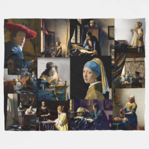 Johannes Vermeer - Masterpieces Patchwork Fleece Blanket