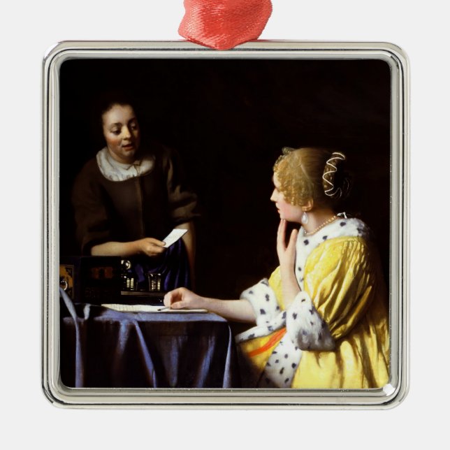Johannes Vermeer - Mistress and Maid Metal Ornament (Front)