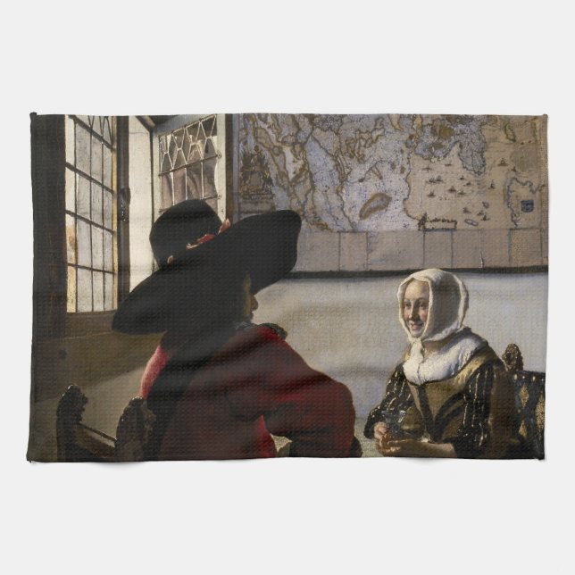 Johannes Vermeer - Officer with a Laughing Girl Kitchen Towel (Horizontal)
