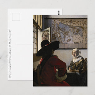 Johannes Vermeer - Officer with a Laughing Girl Postcard