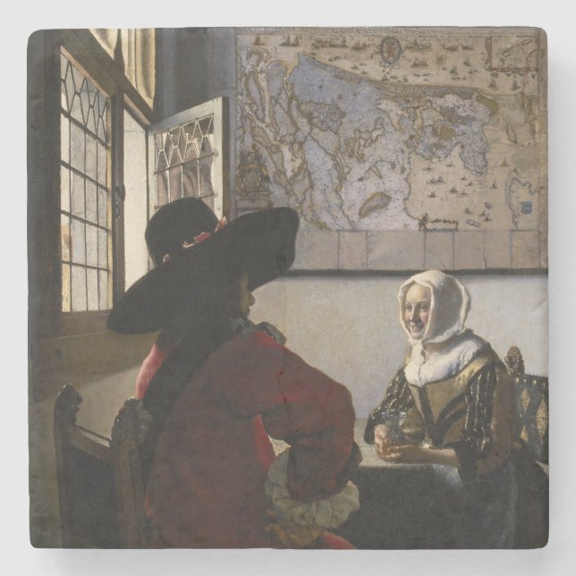 Johannes Vermeer - Officer with a Laughing Girl Stone Coaster (Front)