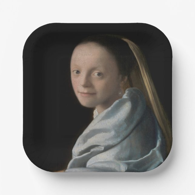 Johannes Vermeer - Study of a Young Woman Paper Plate (Front)