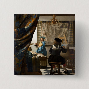 Johannes Vermeer - The Allegory of Painting 2 Inch Square Button