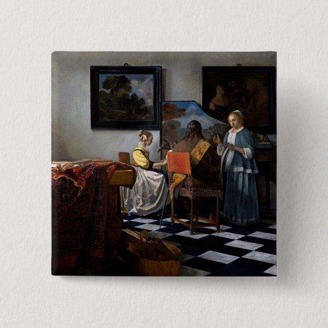 Johannes Vermeer - The Concert 2 Inch Square Button (Front)