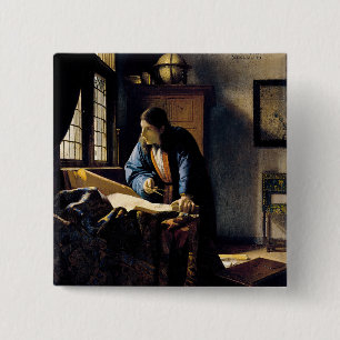 Johannes Vermeer - The Geographer 2 Inch Square Button