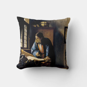 Johannes Vermeer - The Geographer Throw Pillow