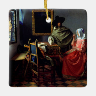 Johannes Vermeer - The Glass of Wine Ceramic Ornament